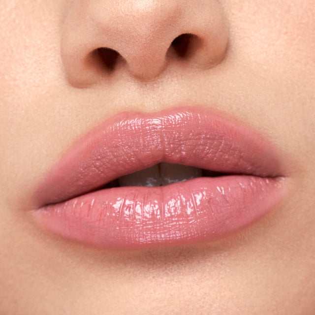 Light skin tone model wearing Wet Stick in Baby Rose