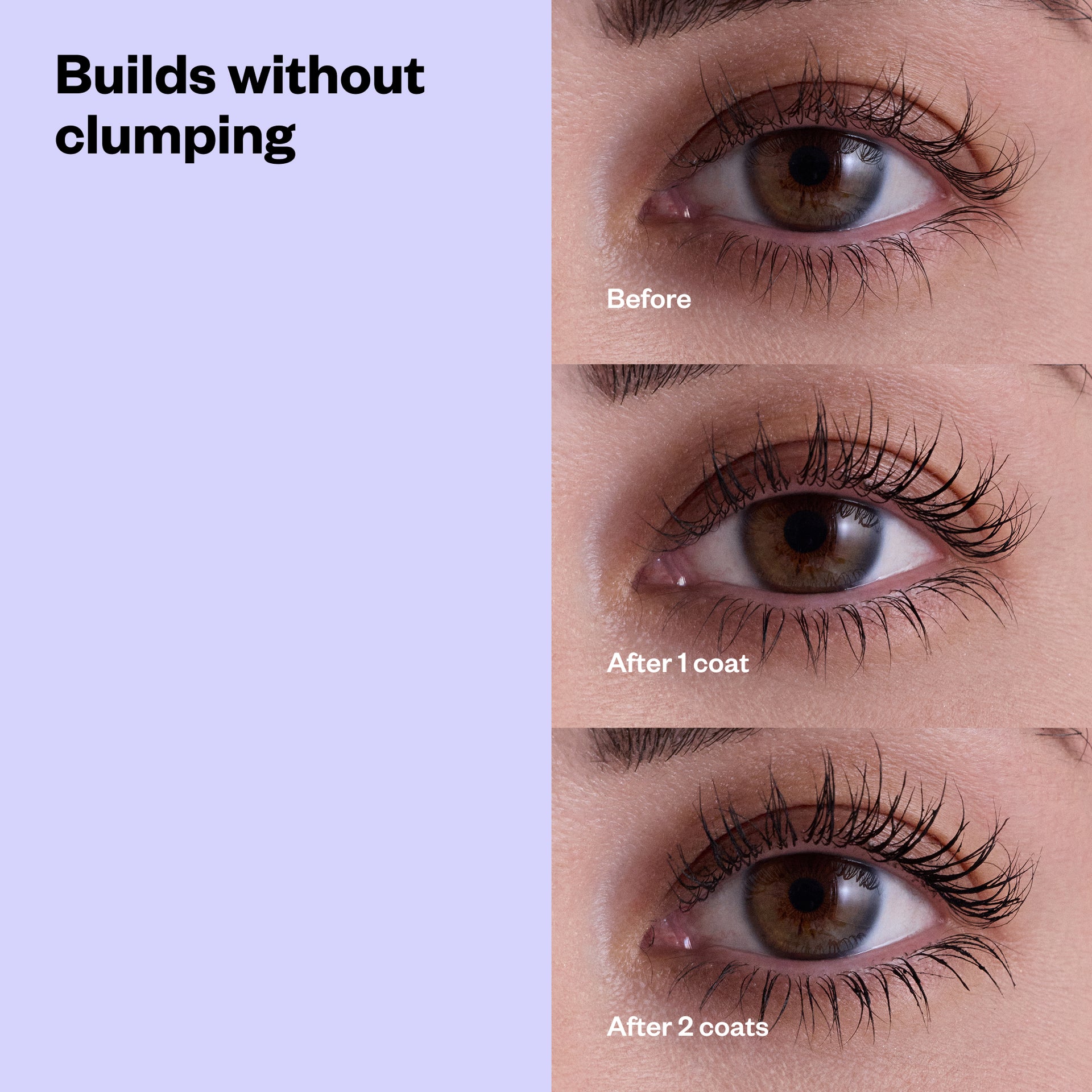 Before and after comparison of eyelashes with Soulgazer Mascara