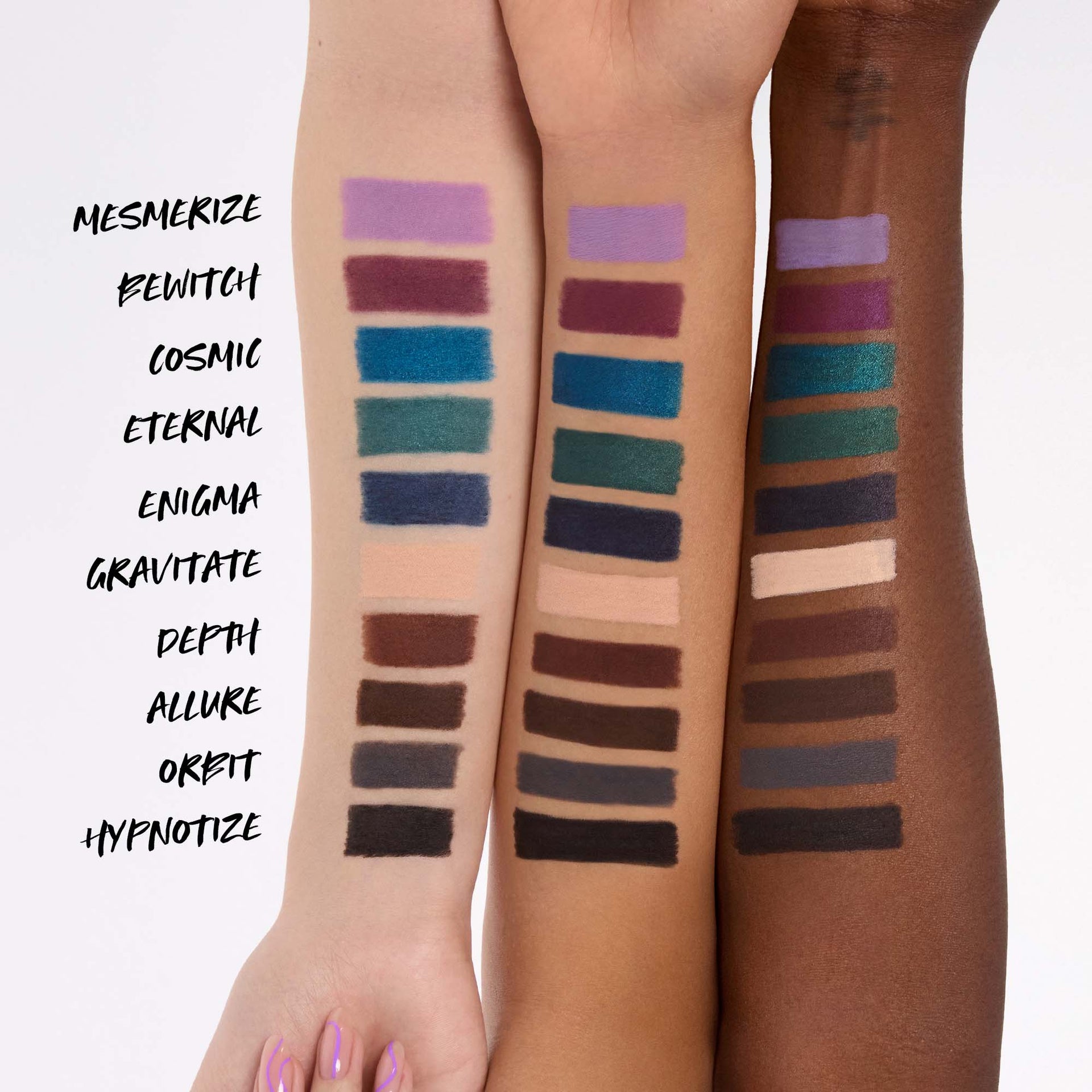 Soulgazer Arm Swatch on different skintones