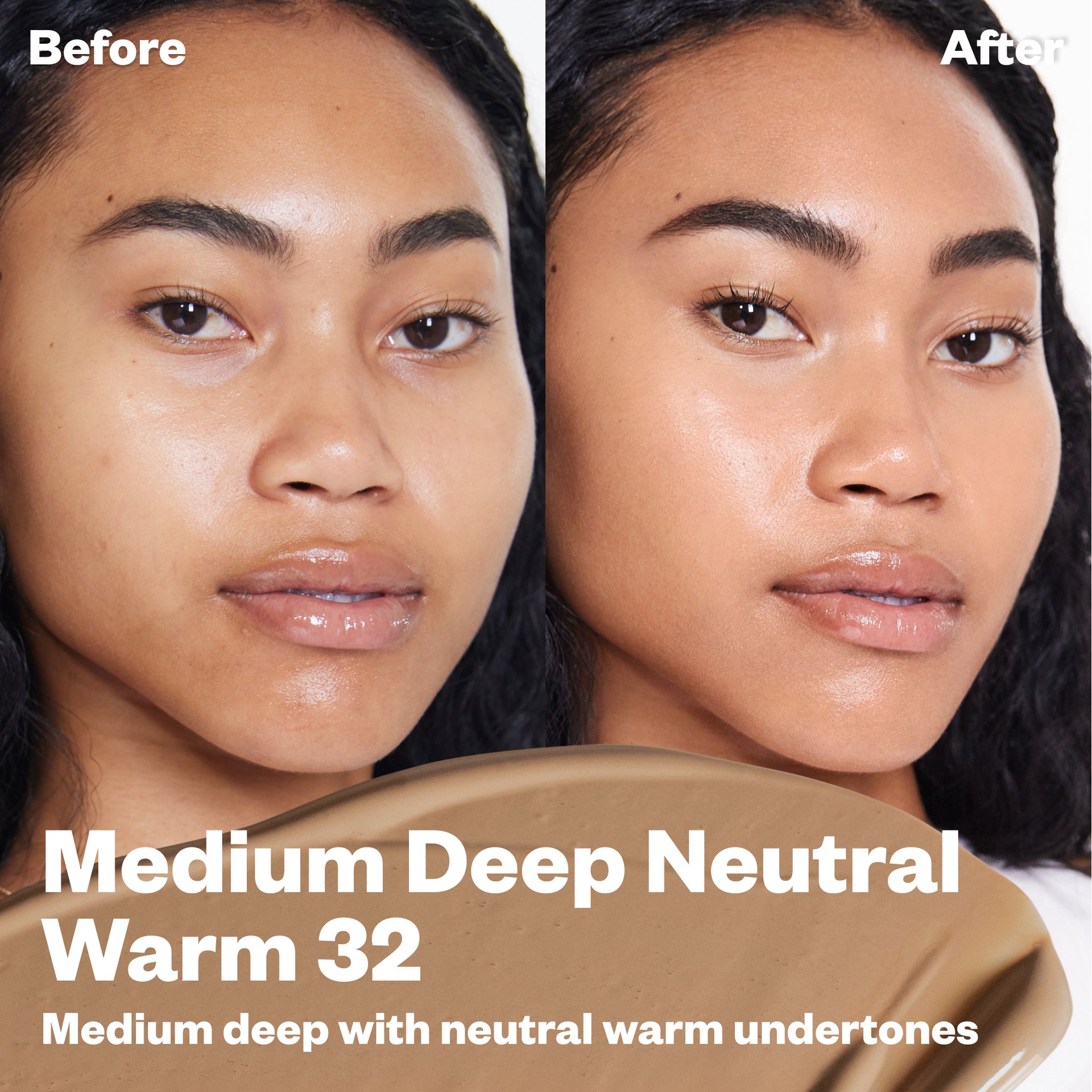 Before and after applying BB burst in Medium Deep Neutral Warm 32