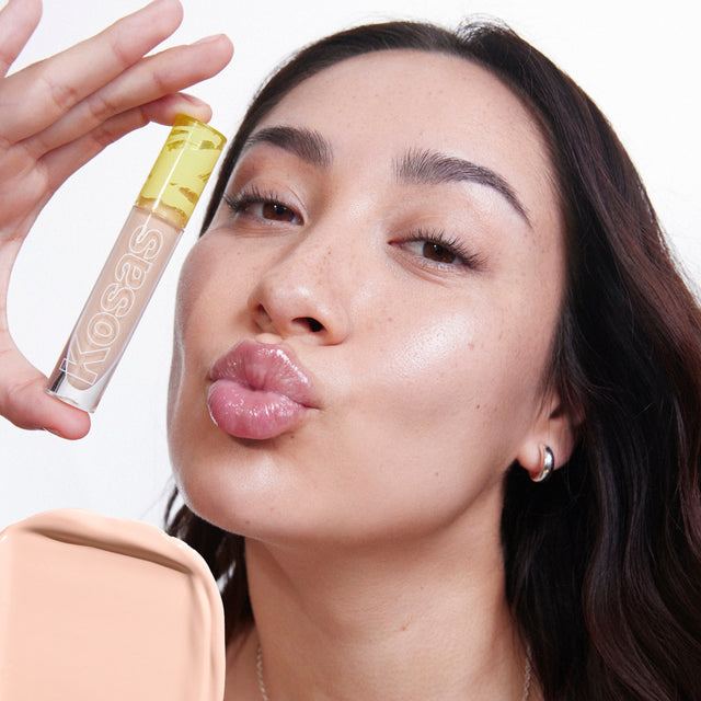 Model wearing Revealer Concealer in Tone 3.6 C