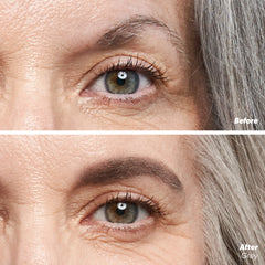 Before and after applying Brow Pop Dual-action in Grey