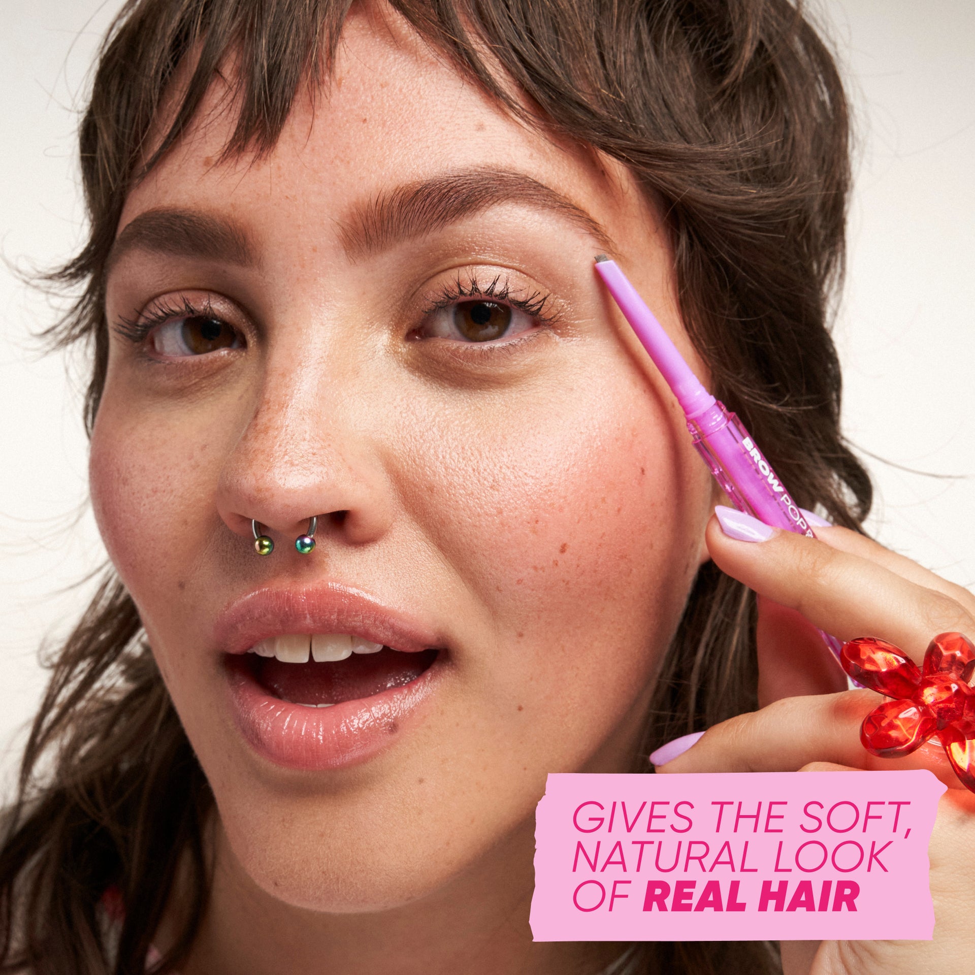 Brow Pop Dual-Action in Medium Chocolate Brown - gives the soft, natural look of real hair