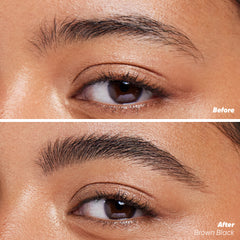 Before and after applying Brow Pop Nano in Brown Black