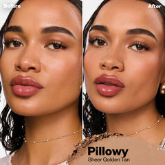 Before and after applying Cloud Set powder in Pillowy