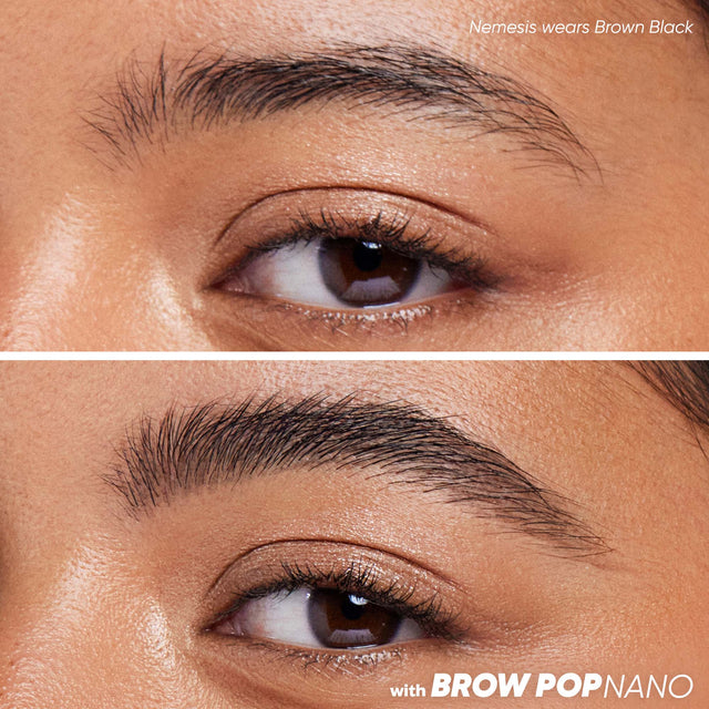 Model wearing Brow Pop Nano in Brown Black