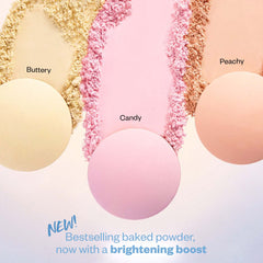 New! Bestselling baked pwder, now with a brightening boost