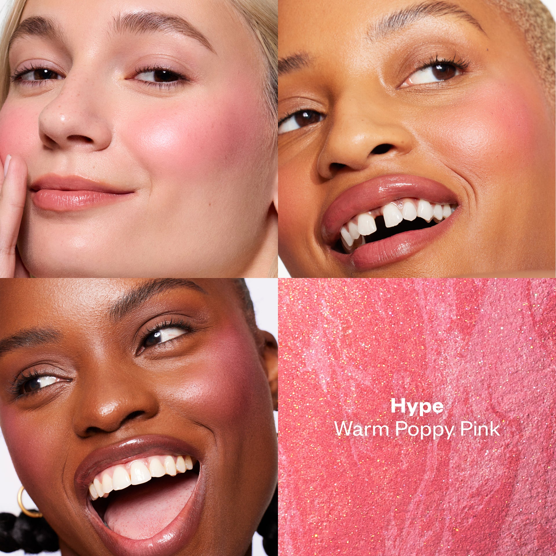 Models wearing Blush Is Life in the shade Hype, shown in a grid layout