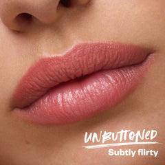 Close-up of a woman's lips with the Unbuttoned Collection