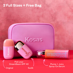 Kosas Holiday Set with Pink Makeup Bag