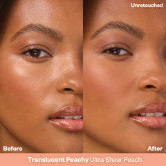 Before and After applying Cloud Set Loose Setting Powder in Translucent Peachy