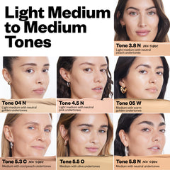 Light Medium to Medium Tones (Tone 3.8 N, Tone 04 N, Tone 4.5 N, Tone 05 W, Tone 5.3 C, Tone 5.5 O, Tone 5.8 N)