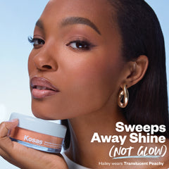 Sweeps away shine (not glow) - Hailey wears Translucent Peachy
