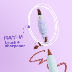 Built-in brush + sharpener