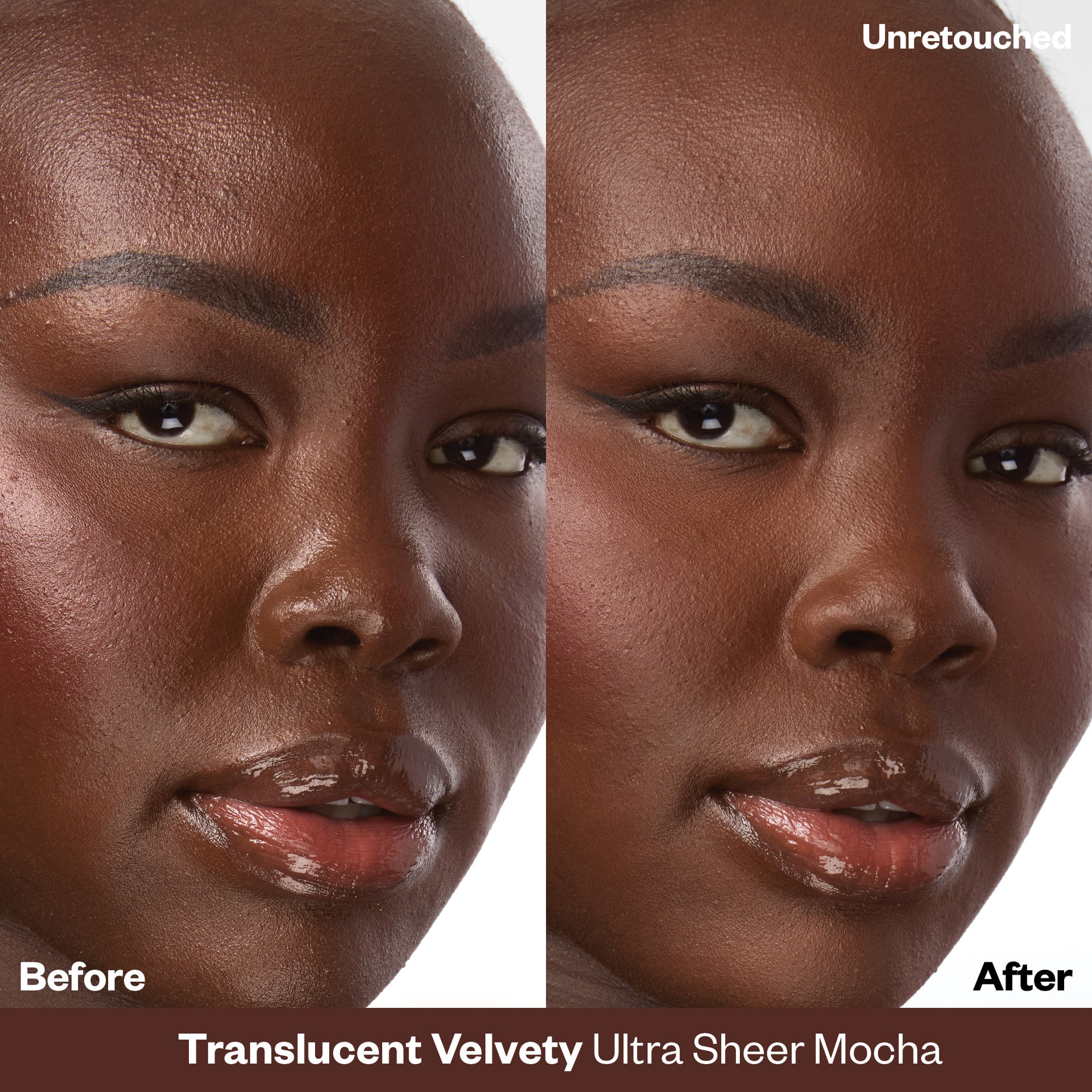 Before and After applying Cloud Set Loose Setting Powder in Translucent Velvety