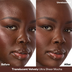 Before and After applying Cloud Set Loose Setting Powder in Translucent Velvety