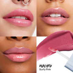 Wet Lip Oil Gloss in Malibu applied on models in different skintones