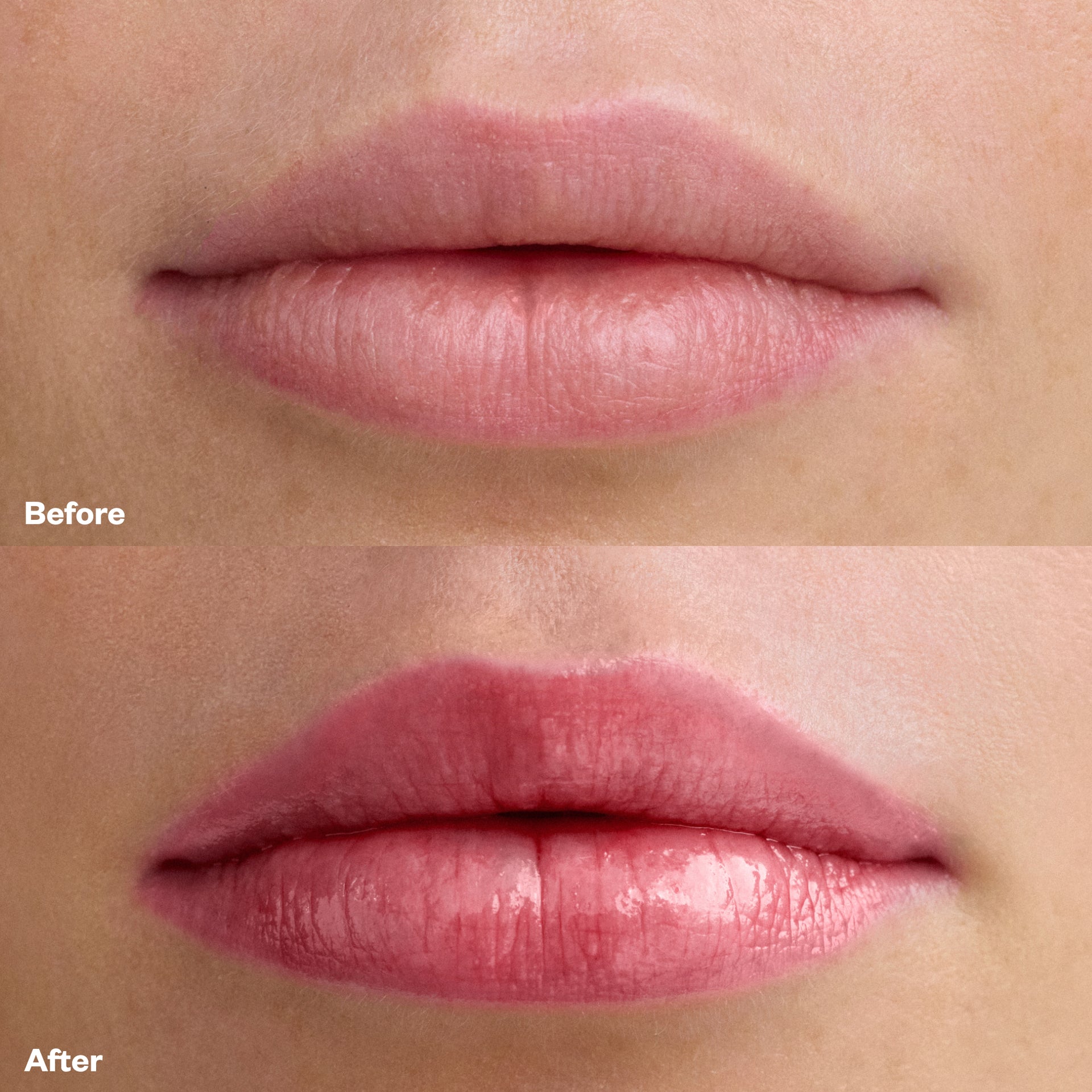 Before and After applying Wet Lip Oil in Cola