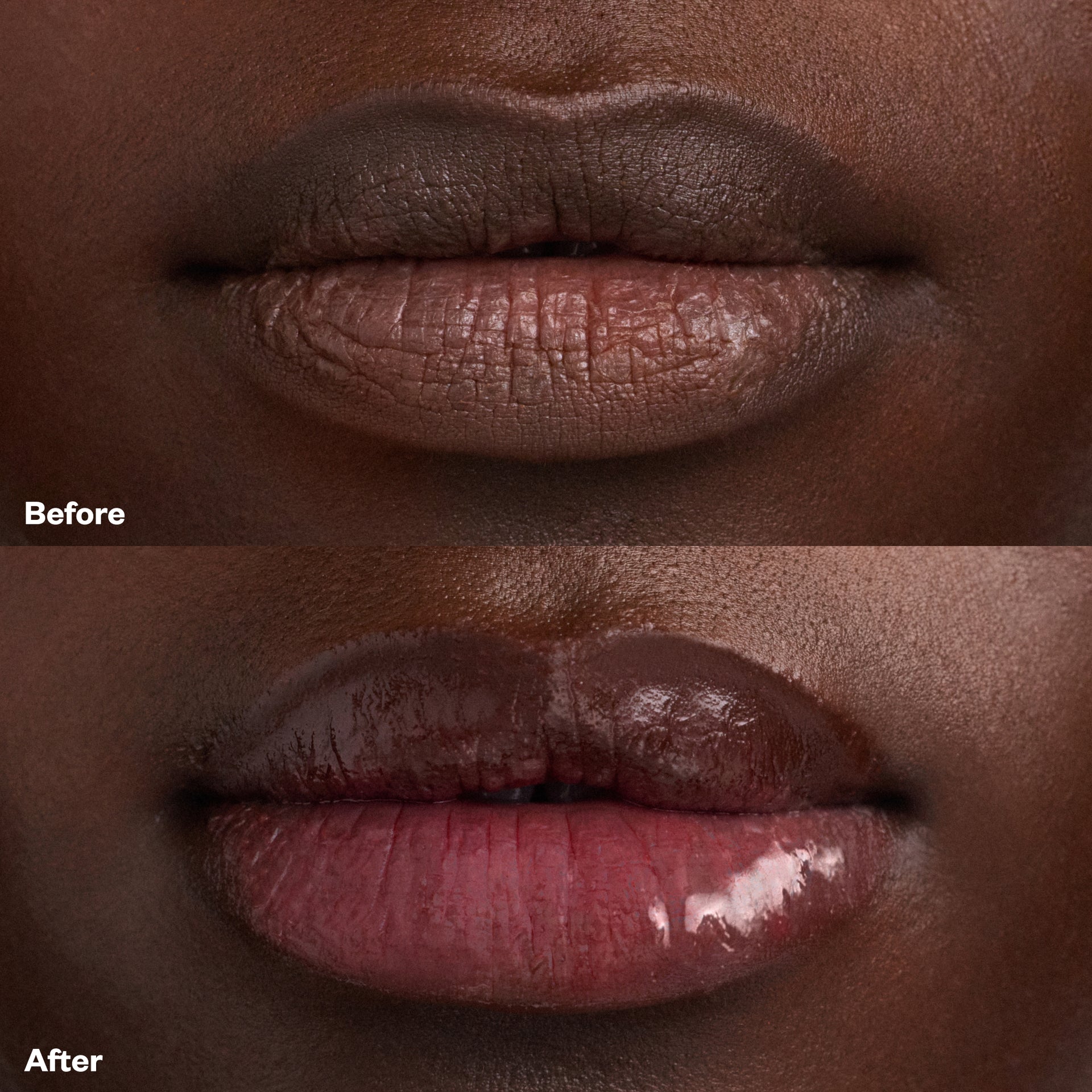 Before and After applying Wet Lip Oil in Slushy