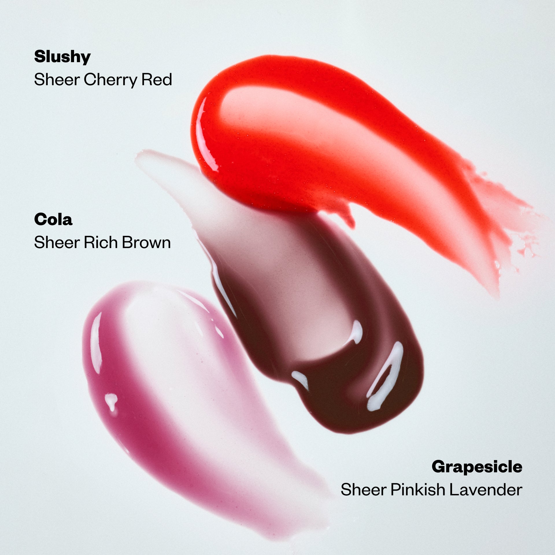Color swatches of Wet Lip Oil Gloss Juicy Jellies lineup